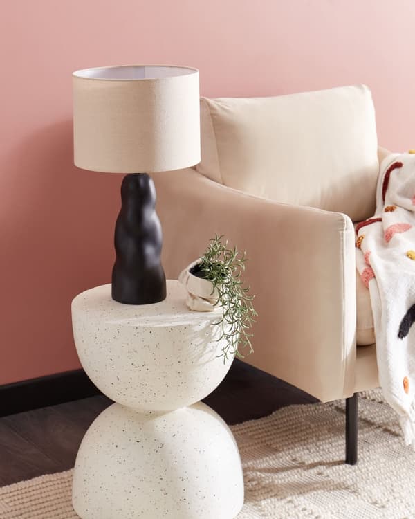 Bordslampa Svart keramik 30 x 30 x 51 cm Beige konskärm Sängbord Vardagsrum Sovrum Belysning Modern Minimalistisk