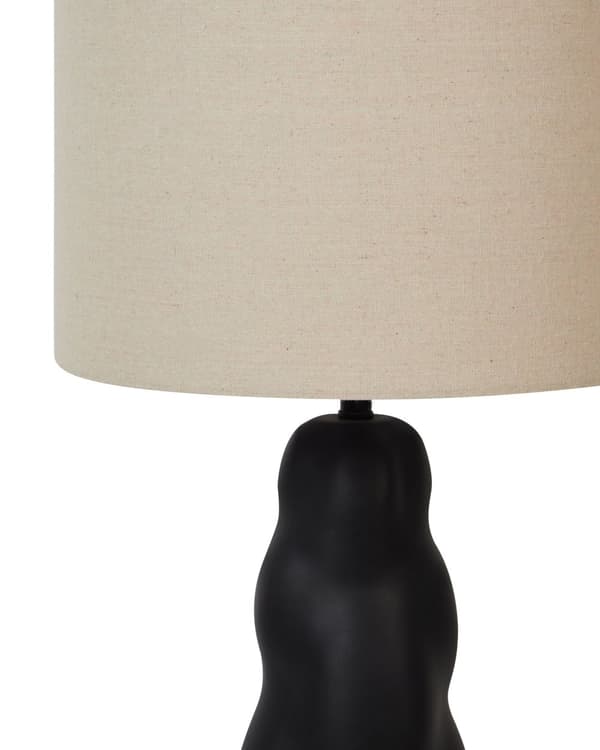Bordslampa Svart keramik 30 x 30 x 51 cm Beige konskärm Sängbord Vardagsrum Sovrum Belysning Modern Minimalistisk