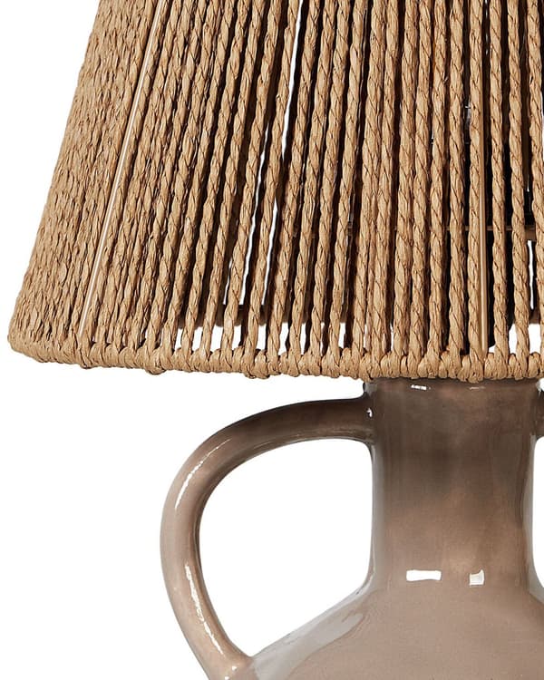 Bordslampa Taupe Keramik 24 x 24 x 51 cm Naturlig flätad papperskonskärm Sängbord Vardagsrum Sovrum Belysning