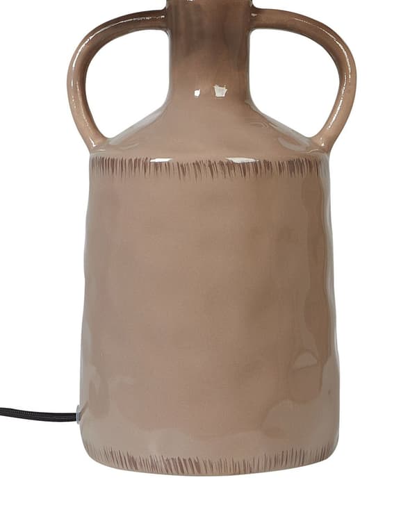Bordslampa Taupe Keramik 24 x 24 x 51 cm Naturlig flätad papperskonskärm Sängbord Vardagsrum Sovrum Belysning