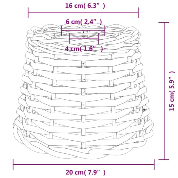 lampeskærm til loftlampe Ø20x15 cm flet hvid