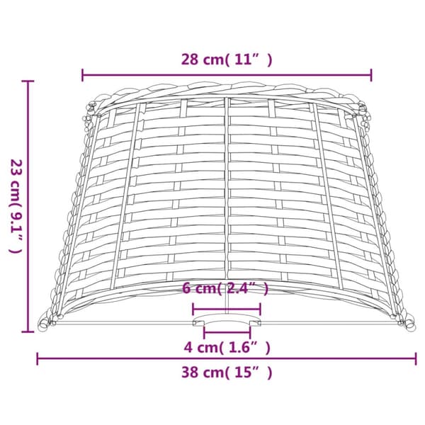 Lampskärm vit Ø38x23 cm korgmaterial