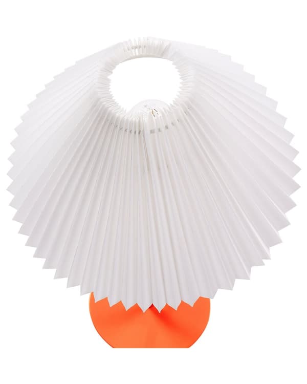Bordslampa Orange Metallbas Syntetisk Plisserad Skärm Modern Minimalistisk Design Vardagsrum Sovrum