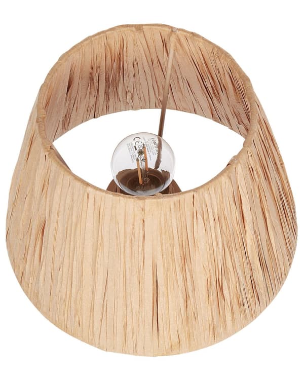 Set med 2 bordslampor Vit och naturlig keramisk pappersmassa Konformade skärmar Sliten effekt Minimalistisk design