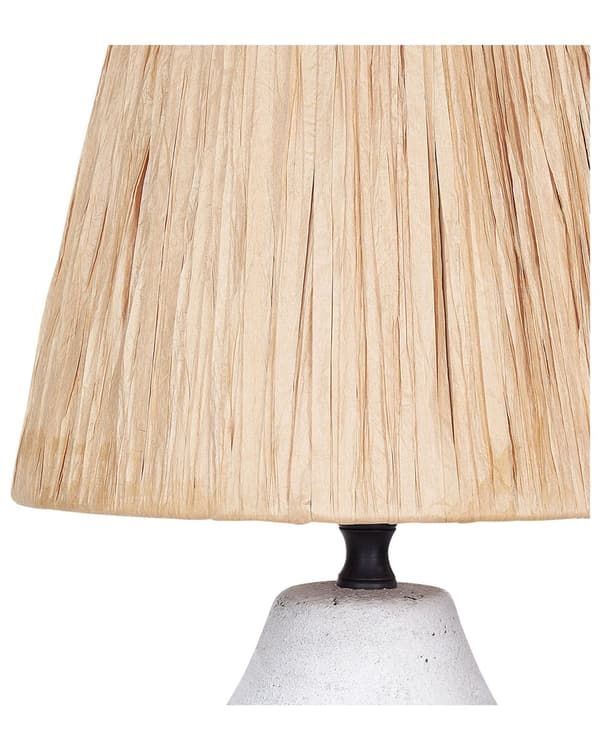 Set med 2 bordslampor Vit och naturlig keramisk pappersmassa Konformade skärmar Sliten effekt Minimalistisk design