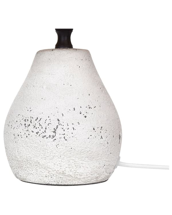 Set med 2 bordslampor Vit och naturlig keramisk pappersmassa Konformade skärmar Sliten effekt Minimalistisk design