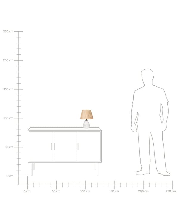 Set med 2 bordslampor Vit och naturlig keramisk pappersmassa Konformade skärmar Sliten effekt Minimalistisk design