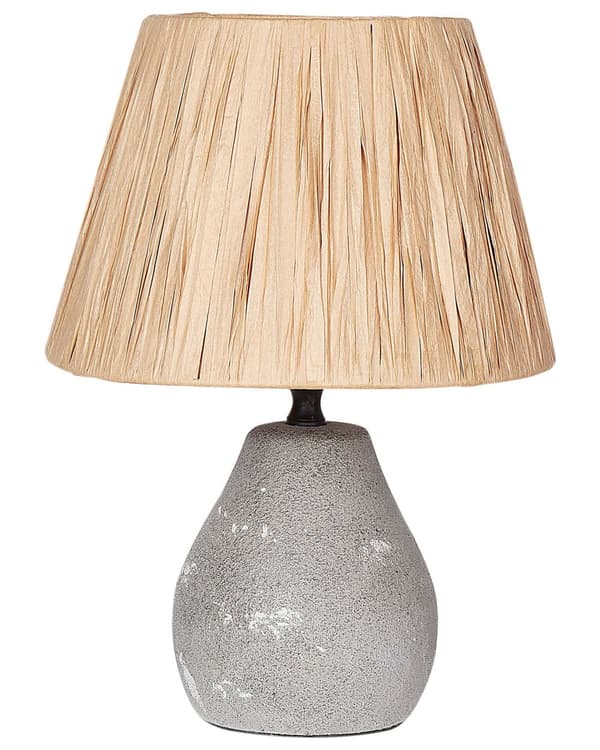 Set med 2 bordslampor Grå och naturlig keramisk pappersmassa Konformade skärmar Sliten effekt Minimalistisk design