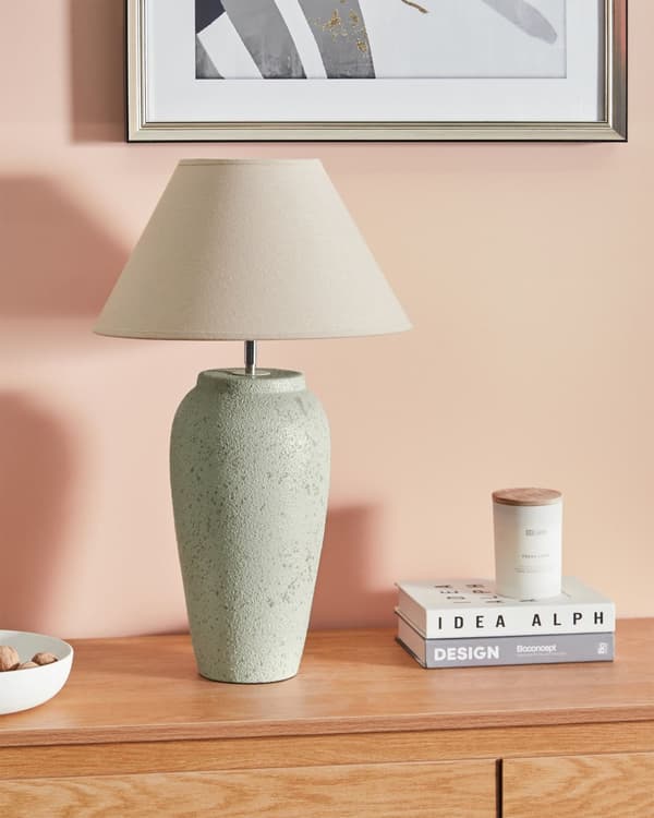 Bordslampa Vit keramikbas Linne Justerbar konskärm Sliten effekt Modern minimalistisk design Vardagsrum Sovrum