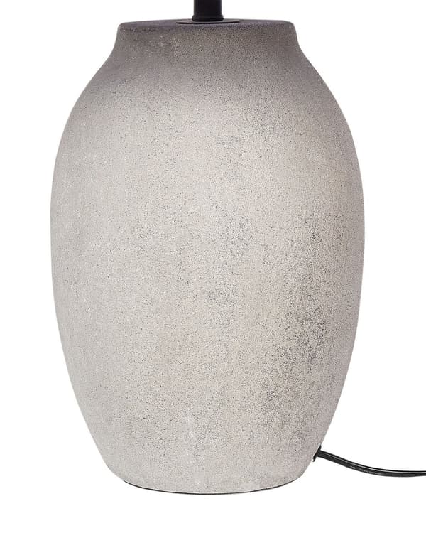Bordslampa Grå Keramisk Bas Tyg Linne Skärm Nattduksbord Nattlampa