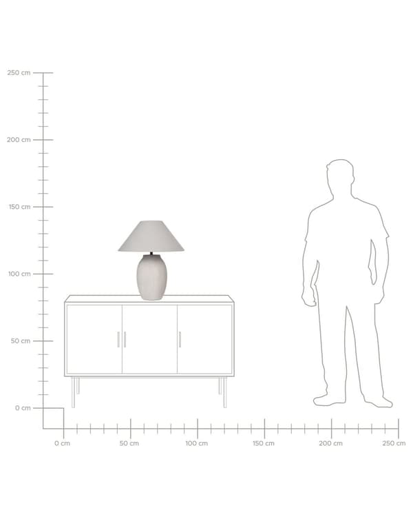 Bordslampa Grå Keramisk Bas Tyg Linne Skärm Nattduksbord Nattlampa