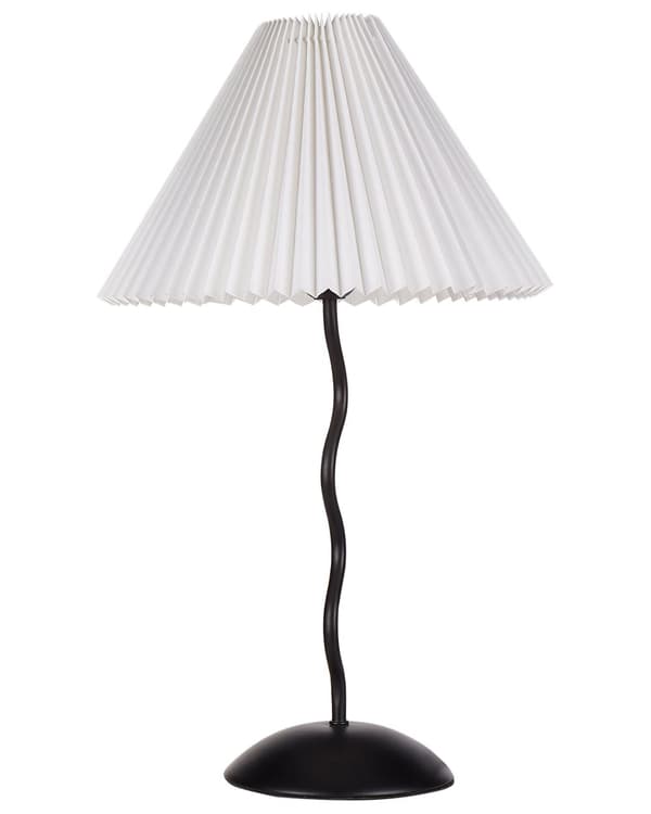Bordslampa Svart metallbas Syntetiskt material Vit skärm Nattduksbord Nattlampa