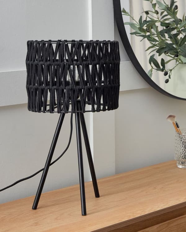 Bordslampa Svart Bomull Skärm Järn Tripod Ram Enkel Ljus Modern Design Hemtillbehör Vardagsrum