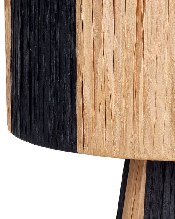 Bordslampa Lampskärm i naturlig och svart raffia med palmblad Boho-stil Handgjord lampa
