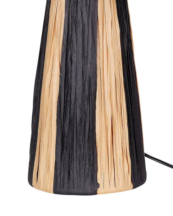 Bordslampa Lampskärm i naturlig och svart raffia med palmblad Boho-stil Handgjord lampa