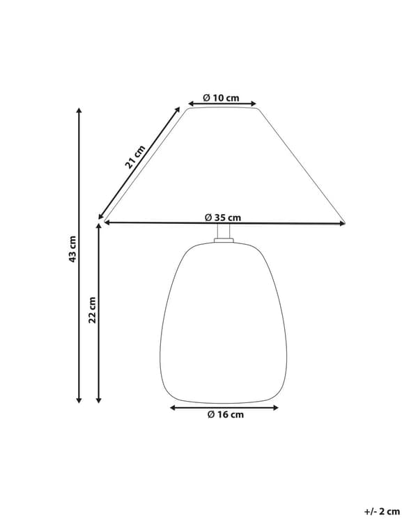 Bordslampa Ljusbeige och svart keramik 41 cm Vit konskärm Handgjord Sängbord Vardagsrum Sovrum Belysning