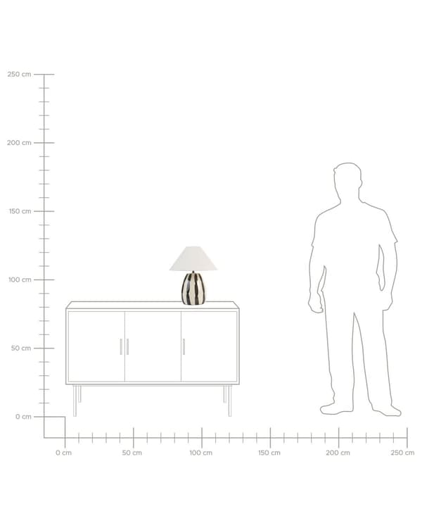 Bordslampa Ljusbeige och svart keramik 41 cm Vit konskärm Handgjord Sängbord Vardagsrum Sovrum Belysning