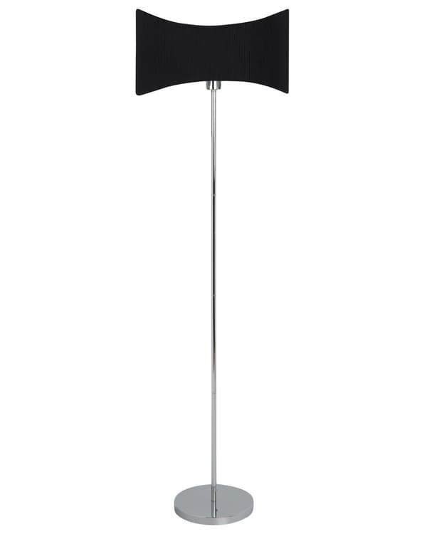 Golvlampa Guld och svart metallbas Lampskärm i imiterat siden Modern stil
