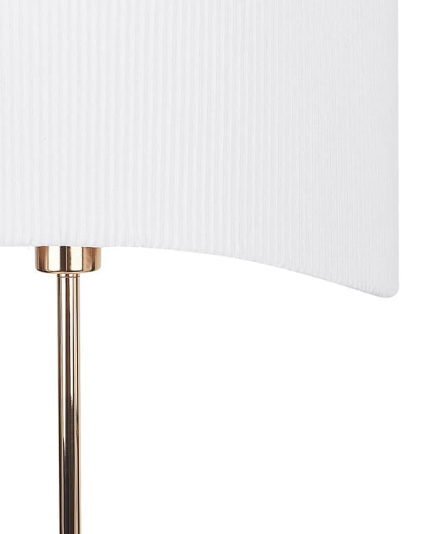 Golvlampa Guld och vit metallbas Lampskärm i imiterat siden Modern stil