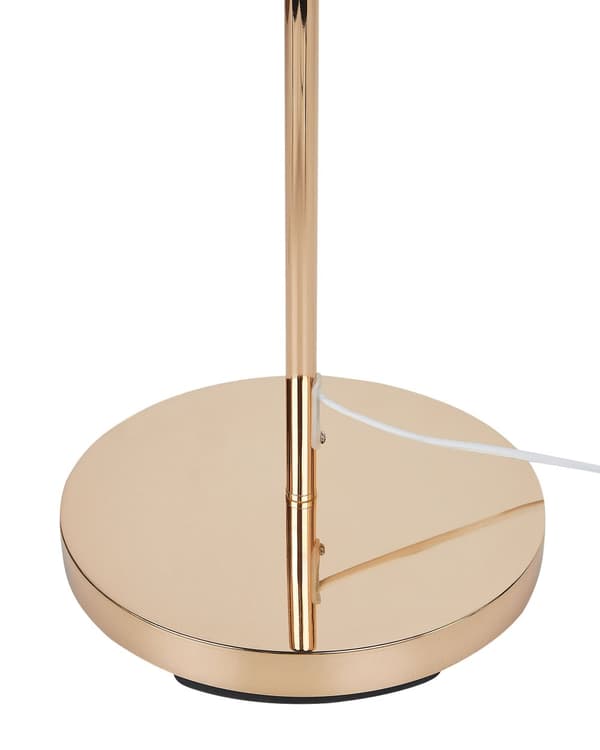 Golvlampa Guld och vit metallbas Lampskärm i imiterat siden Modern stil