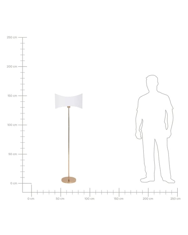 Golvlampa Guld och vit metallbas Lampskärm i imiterat siden Modern stil