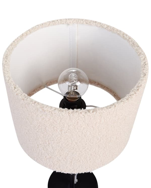 Sänglampa Beige Boucle Trumskärm Metallbas 40 cm Modern stil Vardagsrum Sovrum