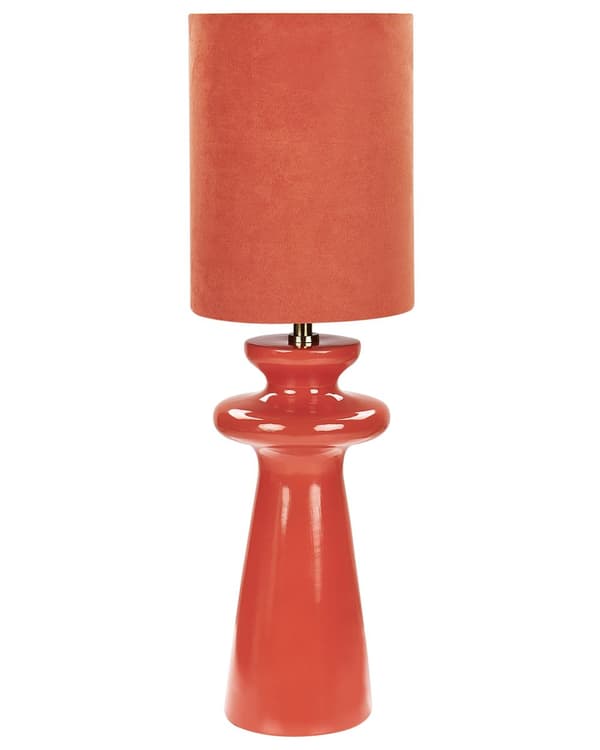 Sänglampa Röd Fuskmocka Skärm Keramisk bas 62 cm Modern stil Vardagsrum Sovrum