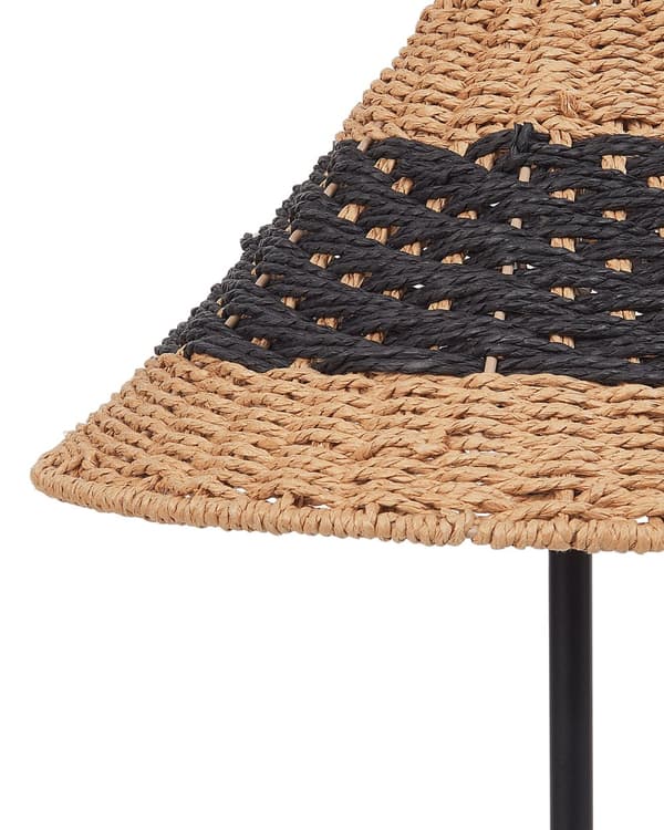Bordslampa Beige och Svart Pappersrep Konskärm Metallfot Sängbord Vardagsrum Sovrum Belysning