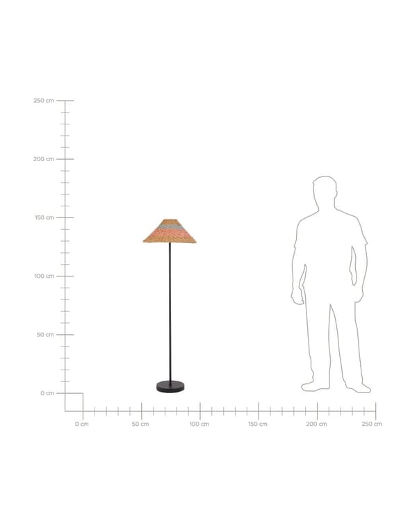 Golvlampa Svart och Beige Rosa och Blå Pappersrep Skärm Metallfot Vardagsrum Sovrum Belysning