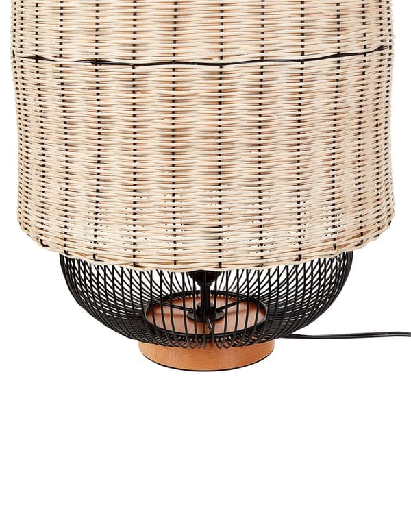 Bordslampa Naturlig och Svart Rotting Metallbur Skärm Bas Bädd Vardagsrum Sovrum Belysning