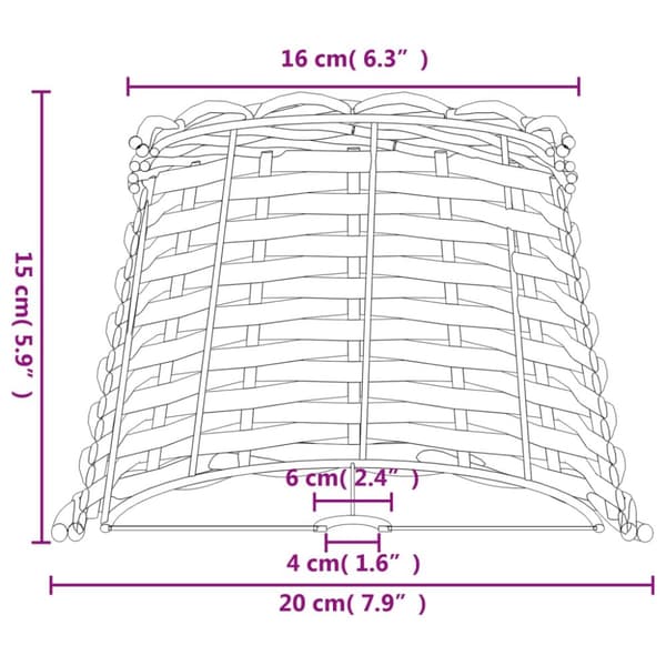 vidaXL Lampskärm brun Ø20x15 cm korgmaterial - Lampskärmar