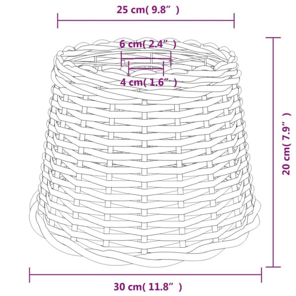 vidaXL Kattovalaisimen varjostin ruskea Ø30x20 cm paju -  Lampunvarjostimet