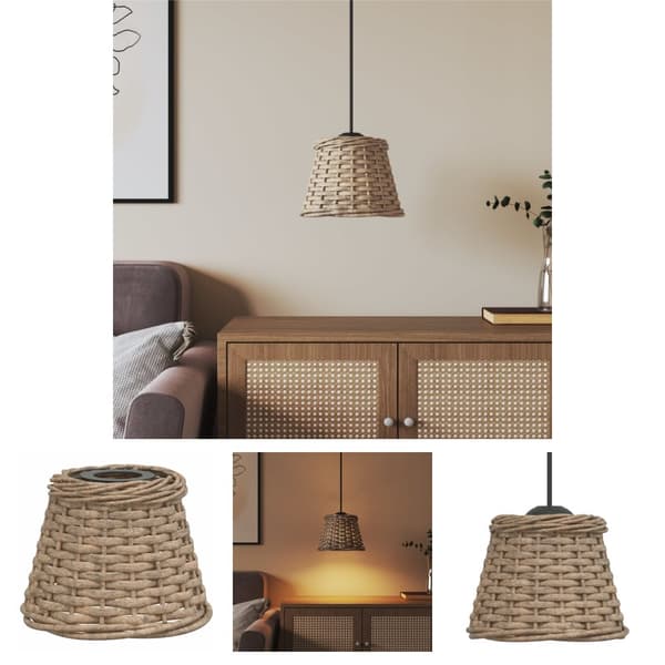 The Living Store lampeskærm til loftlampe Ø15x12 cm flet brun -  Lampeskærme