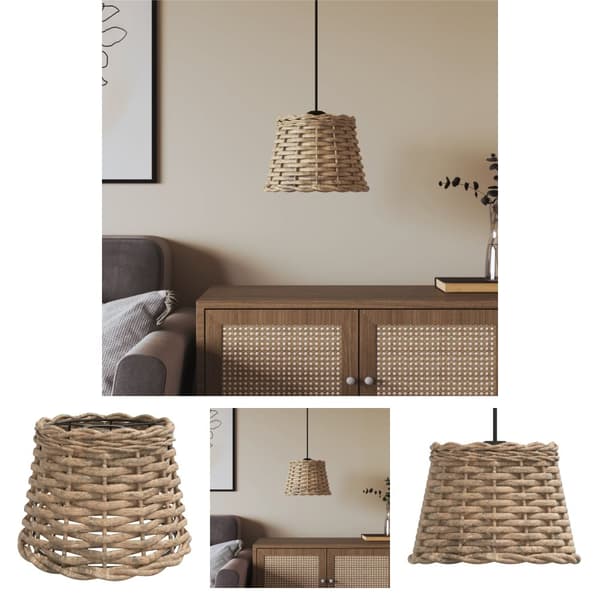 The Living Store lampeskærm til loftlampe Ø20x15 cm flet brun -  Lampeskærme