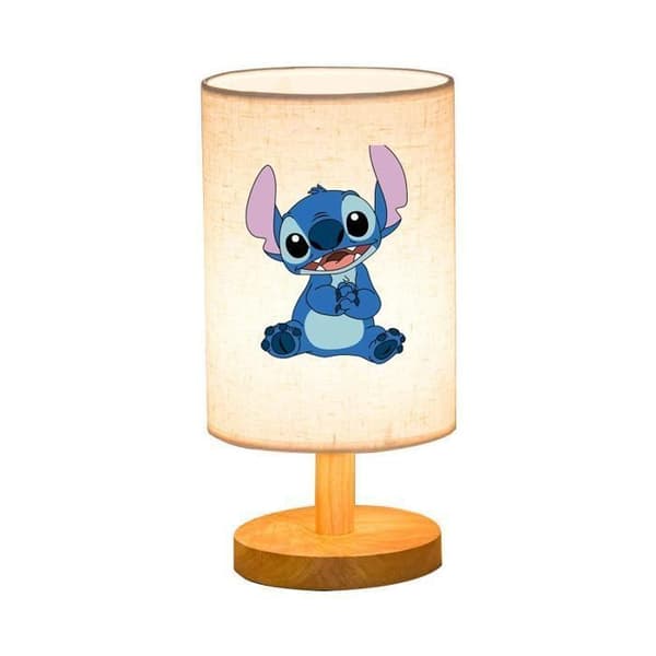 Sänglampa, 3-vägs dimbar, skärm av linnetyg, träfot, liten bordslampa (glödlampa ingår)