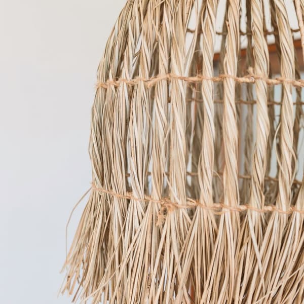 Rootz Seagrass Loftslampe – Boho Lampeskærm Pendellampe – Naturlig hængelampe – Stor tragtformet Seagrass Lampeskærm LAMPUNG (Ø 40 cm)