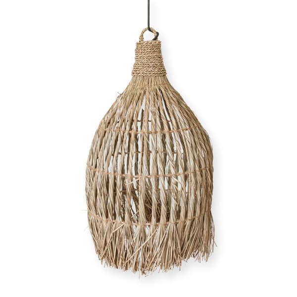 Rootz Seagrass Loftslampe – Boho Lampeskærm Pendellampe – Naturlig hængelampe – Stor tragtformet Seagrass Lampeskærm LAMPUNG (Ø 40 cm)