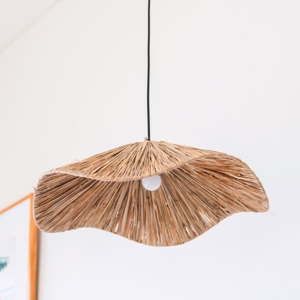 Rootz Boho Lampeskærm – Stor Raffia Loftslampe – Naturlig Pendel – Håndlavet Loftslampe Lavet af Raffia TAMPAH (Ø 53 cm)