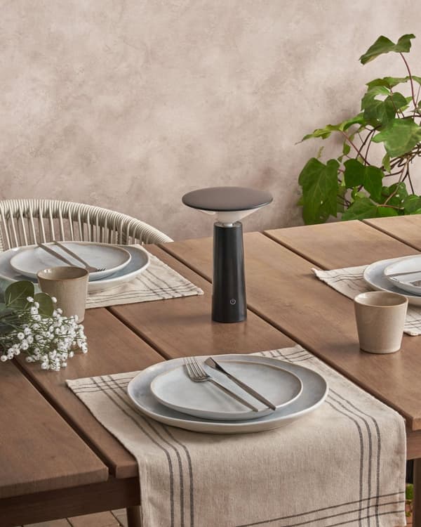 Bordslampa Svart Järn Touchknapp Trådlös Portabel Inomhus Utomhus Minimalistisk Modern Design