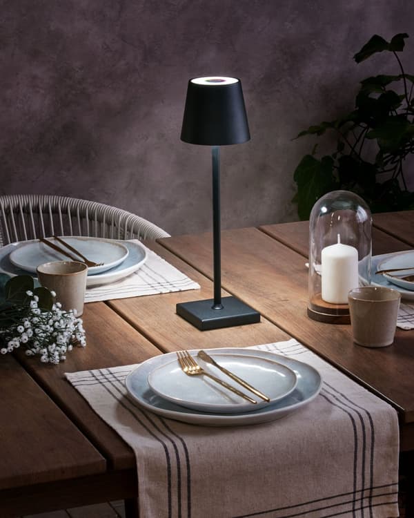 Trådlös Bordslampa Svart Järn Aluminium Inomhus Utomhus Touchknapp RGB Modern
