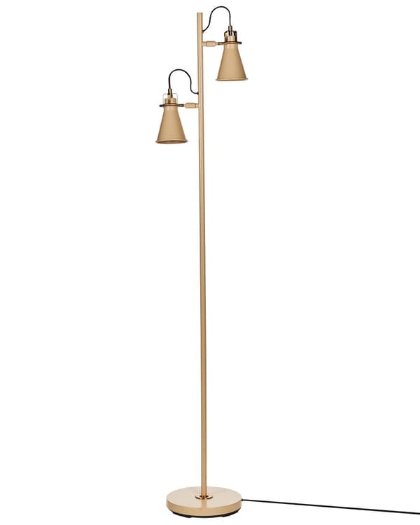 Golvlampa Beige Metall Justerbara Skärmar On-Off Strömbrytare Sovrum Vardagsrum Hemmakontor Belysning Industriell Design