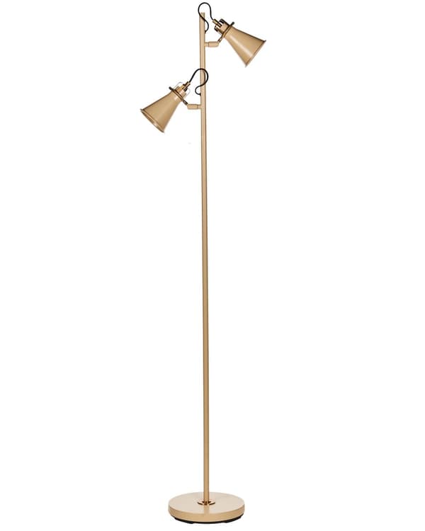 Golvlampa Beige Metall Justerbara Skärmar On-Off Strömbrytare Sovrum Vardagsrum Hemmakontor Belysning Industriell Design