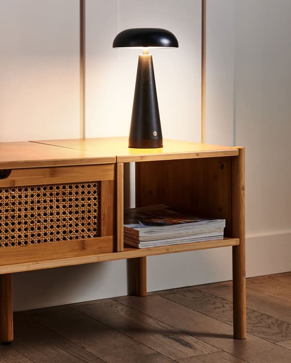 Bordslampa Svart Järn Inomhus Trådlös Dimmer Hem Belysning Modern Design