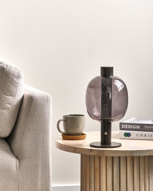 Bordslampa Svart LED Trådlös Aluminium Glasskärm Inomhus Modern