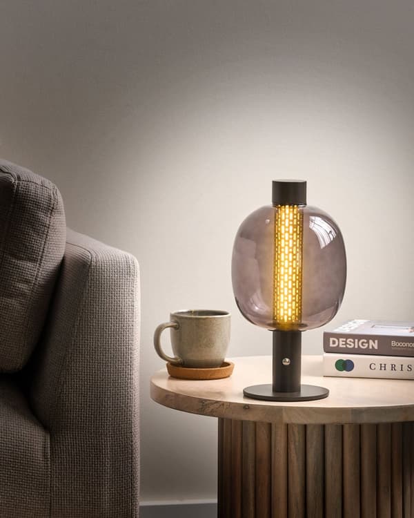 Bordslampa Svart LED Trådlös Aluminium Glasskärm Inomhus Modern