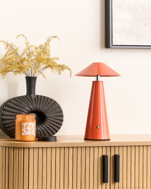 Bordslampa Röd LED Trådlös Järn Inomhus Svamp Lampa Modern Minimalistisk