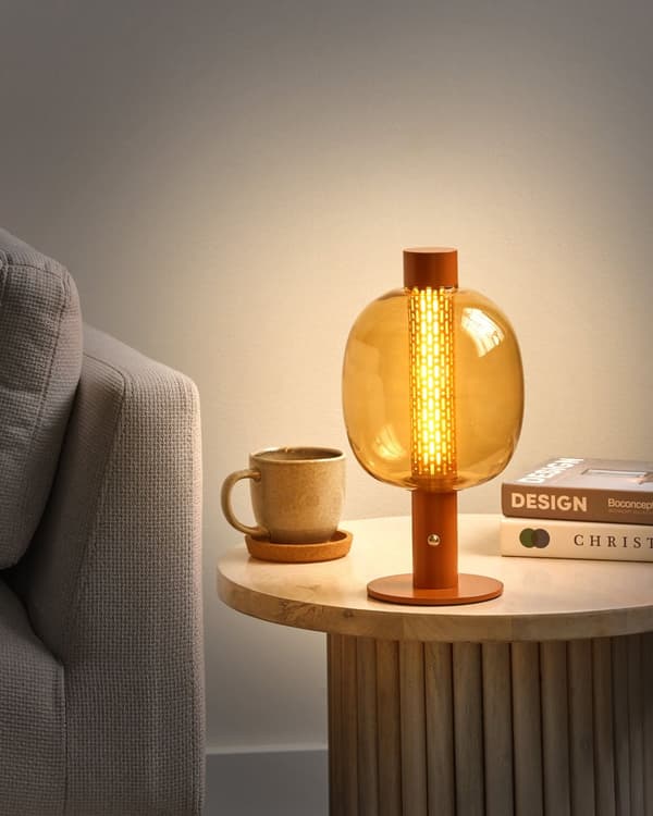 Bordslampa Brun LED Trådlös Aluminium Glasskärm Inomhus Modern