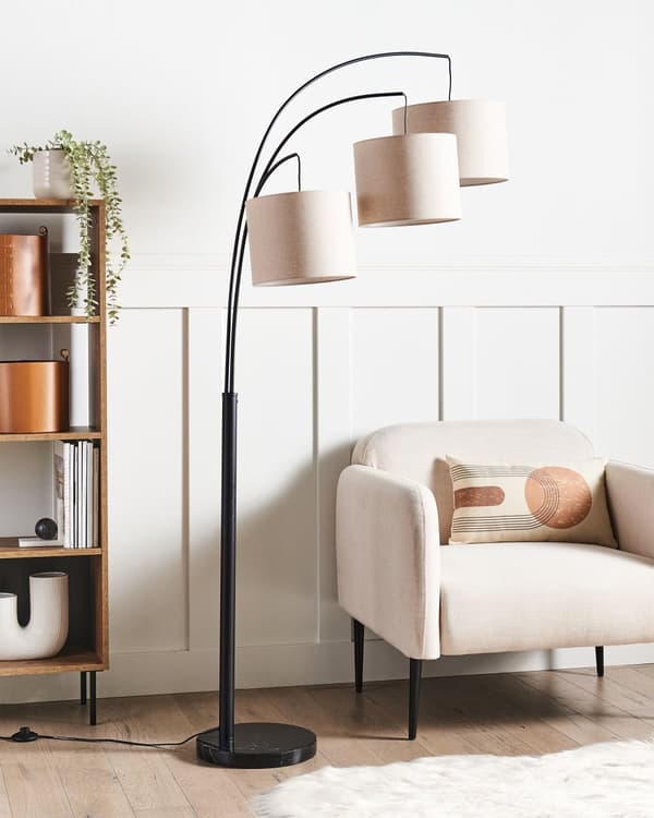 Golvlampa Beige Metall Tyg Skärmar Av/På Strömbrytare Sovrum Vardagsrum Hemmakontor Belysning Industriell Design