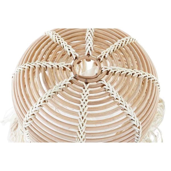 Rattankåpa - DKD Home Decor - Vit/Brown - Skandinavisk Stil - Elektrisk - Pärlor