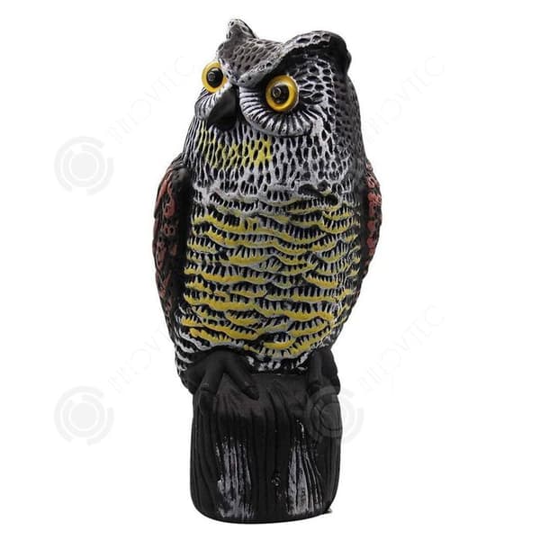 INN Falsk uggla med lysande ögon Solar Owl Decoy Realistisk simulering av fågelskrämmremedel för att skrämma duvor Fågel
